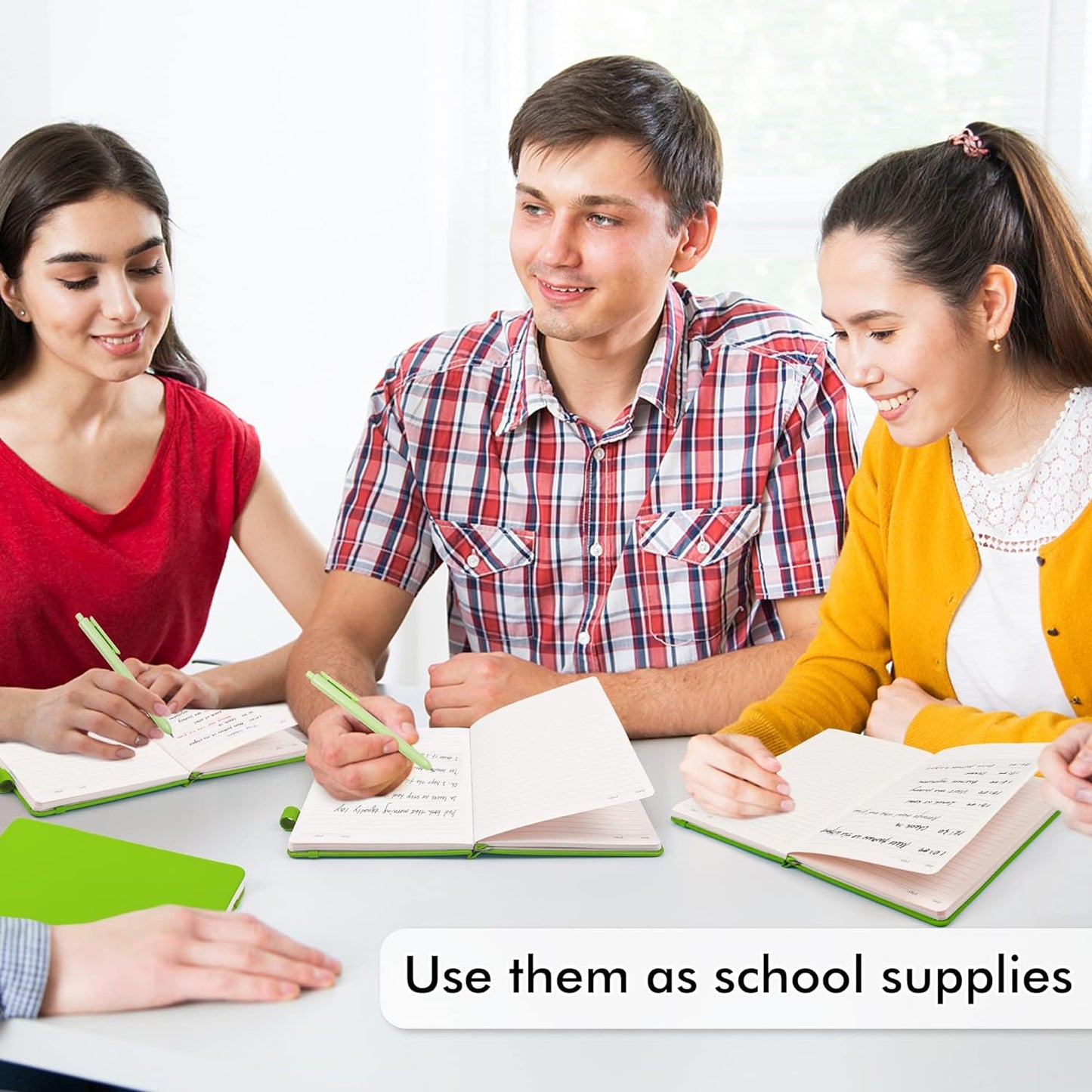 feela 24 Pack Journal Notebook Bulk for Work, Business Notebook Hardcover Lined Writing Journal with Pen Holder for Men Women Note Taking, with 24 Black Pens, 120 GSM, 5.1”x8.3”, A5, Green