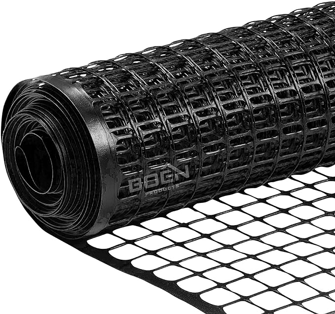 BOEN Garden Fence Temporary Barrier Outdoor Fence for Dog, Rabbit or Deer, Garden Netting Plastic Mesh Plant Protection (4' x 100', Black)
