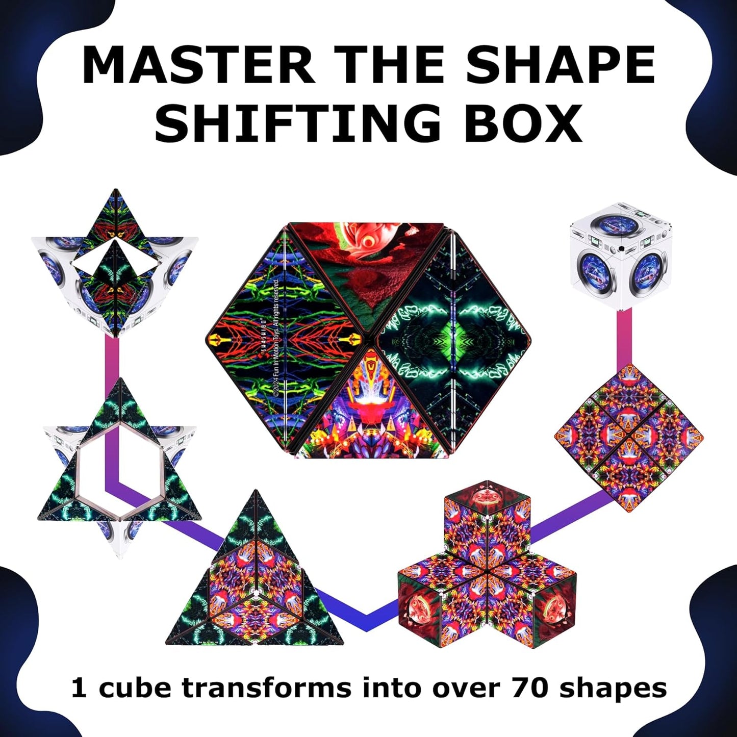 SHASHIBO Shape Shifting Box - Award-Winning Fidget Toy w/ 36 Rare Earth Magnets - Fidget Cube Transforms Into Over 70 Shapes, Sensory Toy Gift for Kids, Teens, and Adults (Dryer Portal)