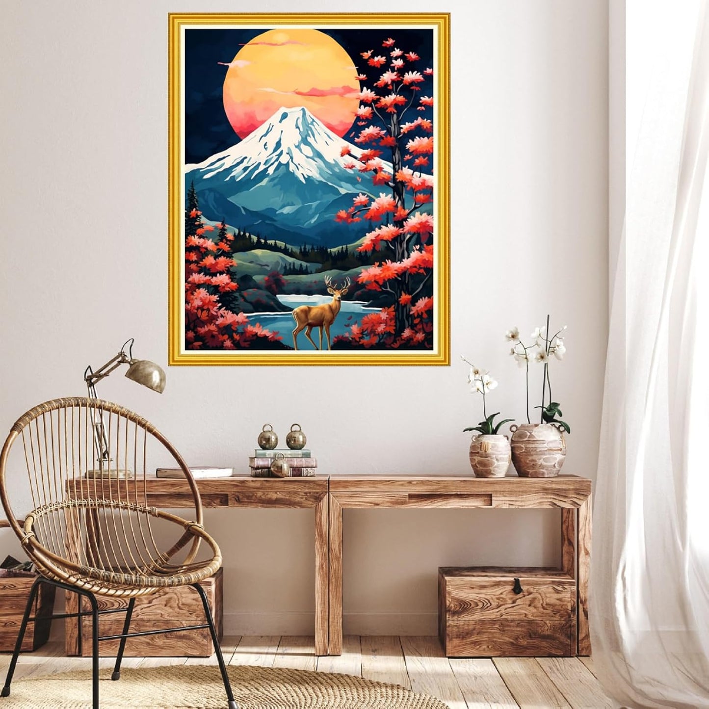 Hopeart Stamped Cross Stitch Kits for Beginner Embroidery Kits for Beginners Adults DIY 11CT Cross Stitch Patterns Needlepoint Kits Crossstitching Kits-Snow Mountain Moon 16x20 inch