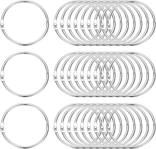 PATIKIL 2" x 2.2" Loose Leaf Binder Rings, 30 Pcs Metal Book Rings Nickel Keychain Ring for Paper Index Cards Flash Card Notebook Rings Office Home Book Binder, Silver Tone