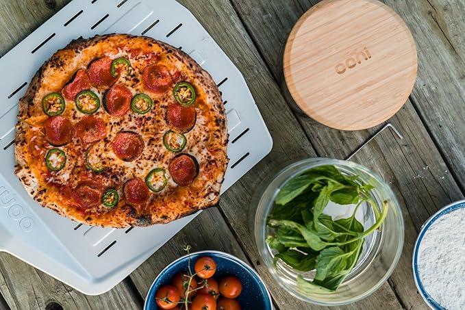 ooni 14” Perforated Pizza Peel – Long Handle Perforated Aluminium Pizza Paddle – Lightweight Pizza Turning Peel Outdoor Pizza Oven Accessories