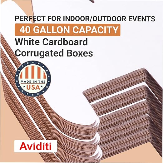Box USA 40 Gallon 18" L x 18" W x 30" H 10-Pack Cardboard Trash Cans and Recycling Bins, Reusable or Disposable Pop Up Garbage Boxes for Parties, Outdoor Events, Heavy Duty, Recycle