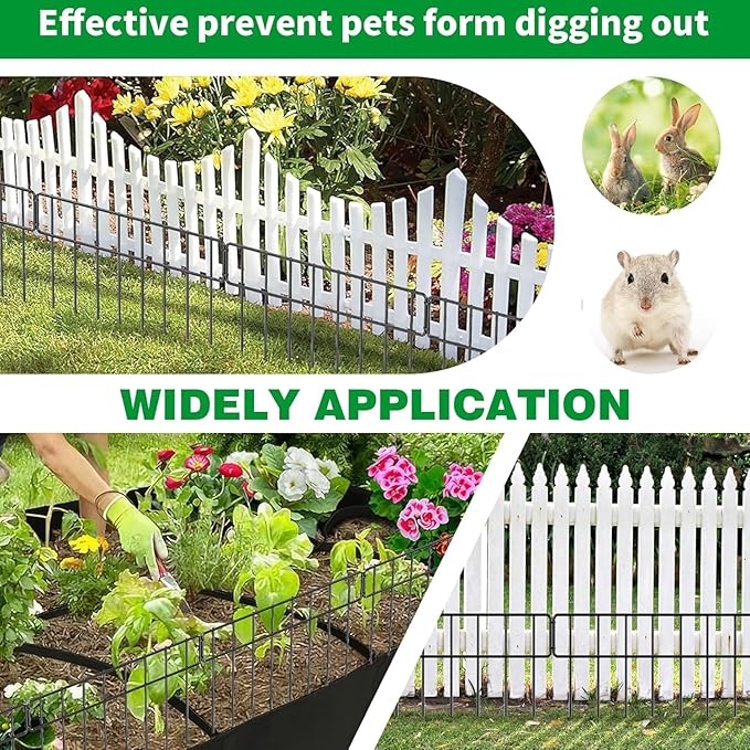 42.5FT Garden Fence Animal Barrier - 30 Pack No Dig Fence Panels Dog Fence, Rustproof Metal Anti Digging Barrier Garden Edging Border, Outdoor Animal Barrier Fencing for Yard, Rabbit, Patio