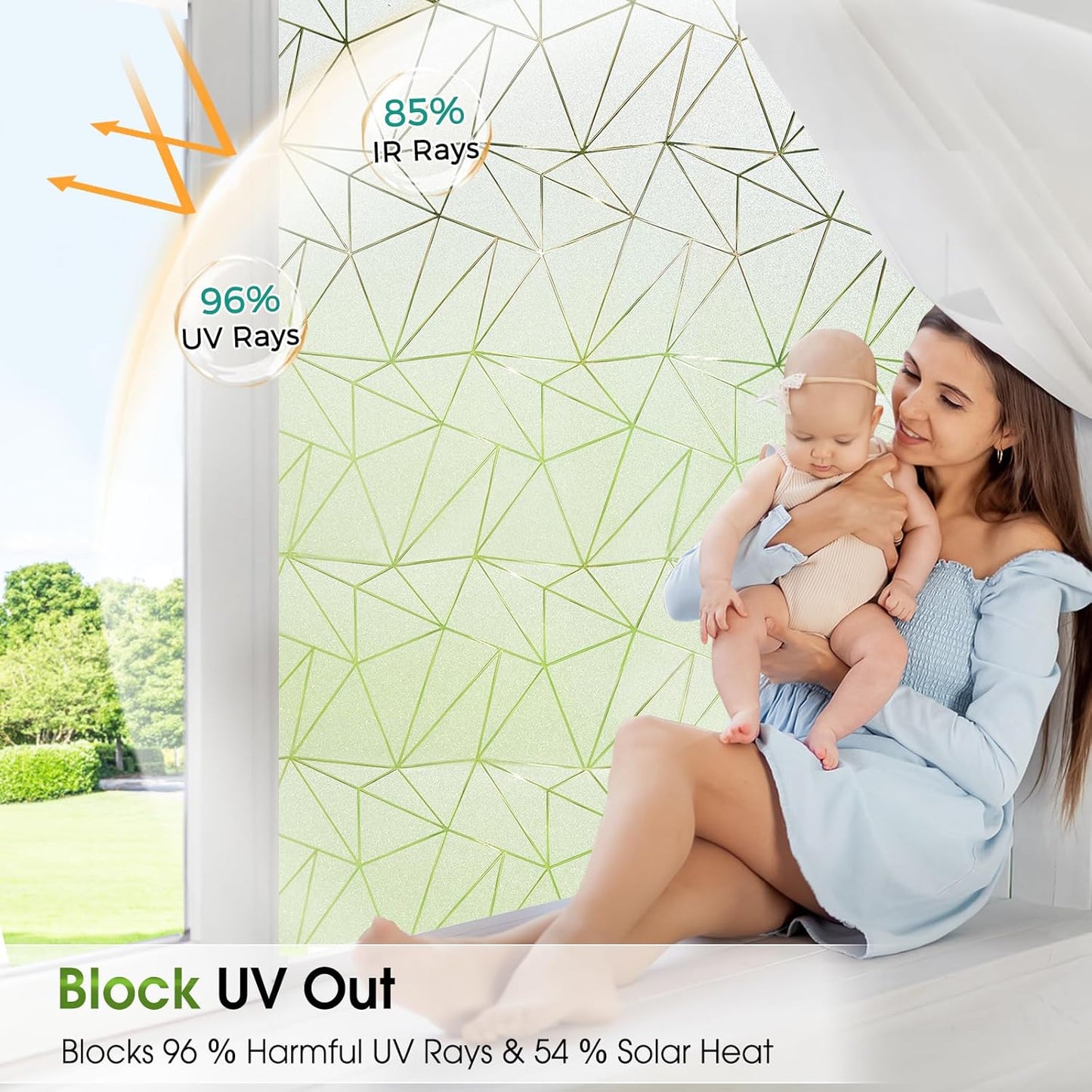 Coavas Window Privacy Film, Frosted Glass Static Cling, Decorative for Bathroom Door Covering, UV Blocking Window Cling, Non-Adhesive Vinyl Sticker, Day and Night Windows Tint for Home, 17.5x118.1 in