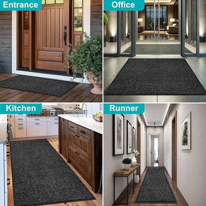 Azadx 4'x6' Front Door Mat Heavy Duty Indoor Outdoor Door Mat Non-Slip Backing Doormat for Entryway Stain and Fade Resistant Commercial Floor Mats Entry Mat Low Profile Welcome Door Mats