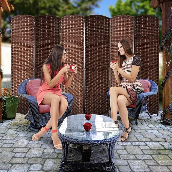 Sorbus 6 Panel Room Divider 6 ft. Tall - Privacy Screen, Extra Wide Double Hinged Panels, Diamond Double-Weaved, Partition Room Dividers and Folding Privacy Screens, Wall Divider for Room Separation