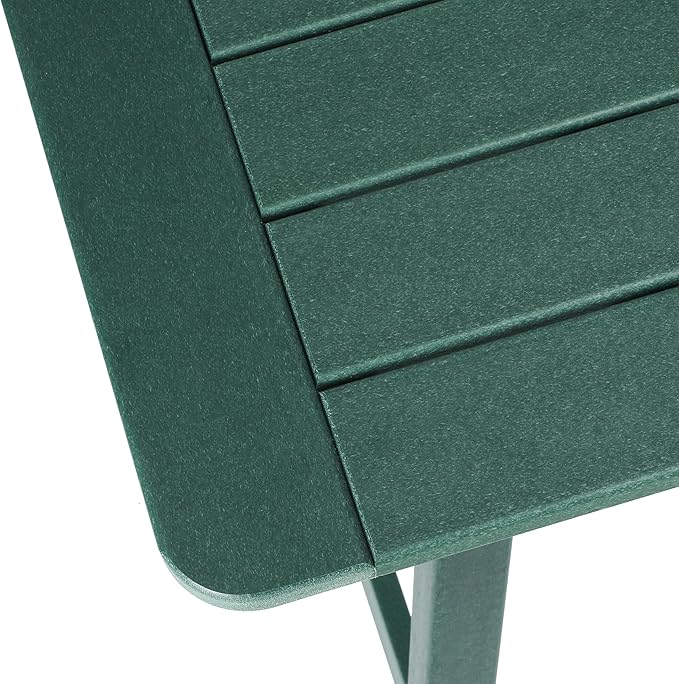 Costaelm Outdoor Bar Table, 37" Counter Height Square Patio Cocktail Bar Table with Umbrella Hole, Patio Bistro Dining Pub Table for Front Porch Deck Backyard Garden, Dark Green