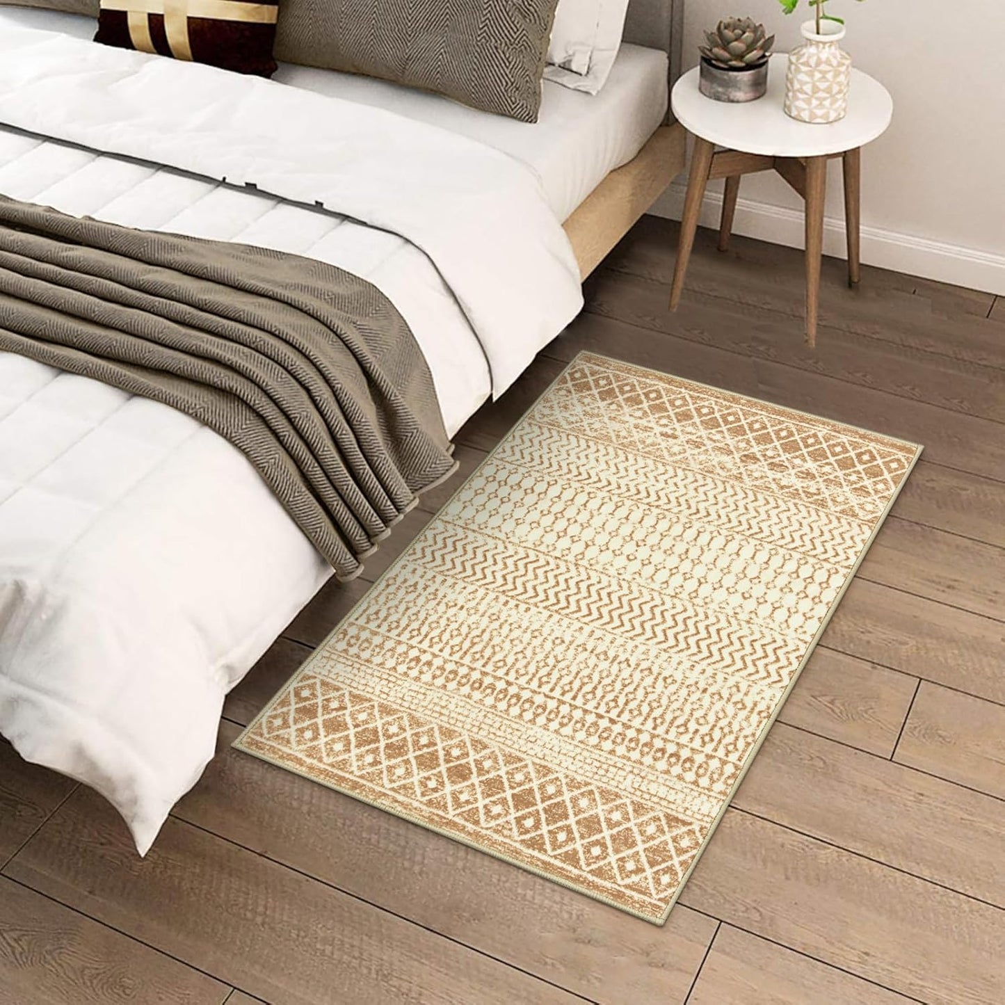 Moroccan Vintage Area Rug, 2x3 Soft Non Slip Indoor Front Door Mat, Low Pile Washable Area Rug Floor Carpet Boho Rugs for Bedroom Kitchen Entrance Bathroom Home Decor