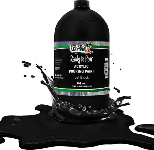 POURING MASTERS Jet Black Acrylic Ready to Pour Pouring Paint - Premium 64-Ounce Pre-Mixed Water-Based - for Canvas, Wood, Paper, Crafts, Tile, Rocks and More