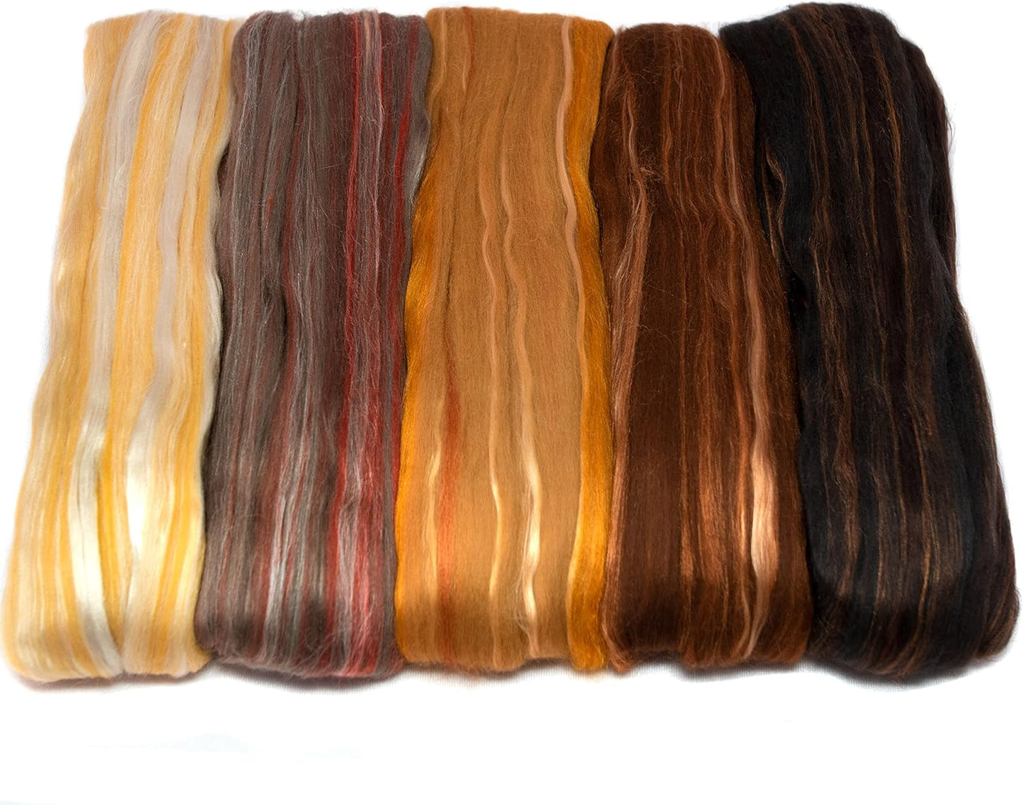 Merino Silk Luxe Tonal Designer Blend. Superfine Merino, Mulberry, Tussah Silk. Top Roving for Spinning or Felting. Pralines 5oz