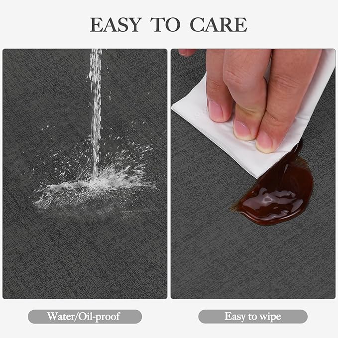 Faux Leather Heat Resistant Placemats Set of 8 – Waterproof Oilproof Wipeable Dining PU Vinyl Place Mat Easy Clean Table Mats for Kitchen/Dining/Party/Holiday, Dark Grey