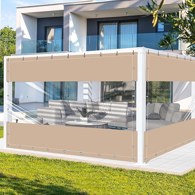 FoundGo 9'H x 15'W Vinyl Curtains for Patio 19oz, Outdoor Clear Vinyl Patio Enclosure,Heavy Duty Clear Tarp Waterproof PVC Tarps with Grommets for Pergola, Balcony,Porch,Gazebos，-4℉ Cold Resistant