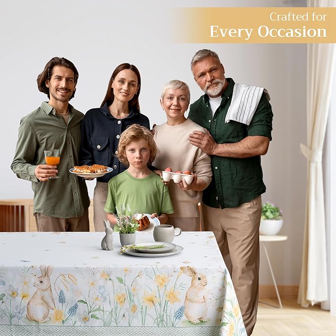 Maison d' Hermine Table Cloth Rectangle Table 100% Cotton 60 x 120 Inches Tablecloth Reusable Decorative for Dining Room, Farmhouse, Home, Party, Festive & Wedding Spring Summer - Easter Dew
