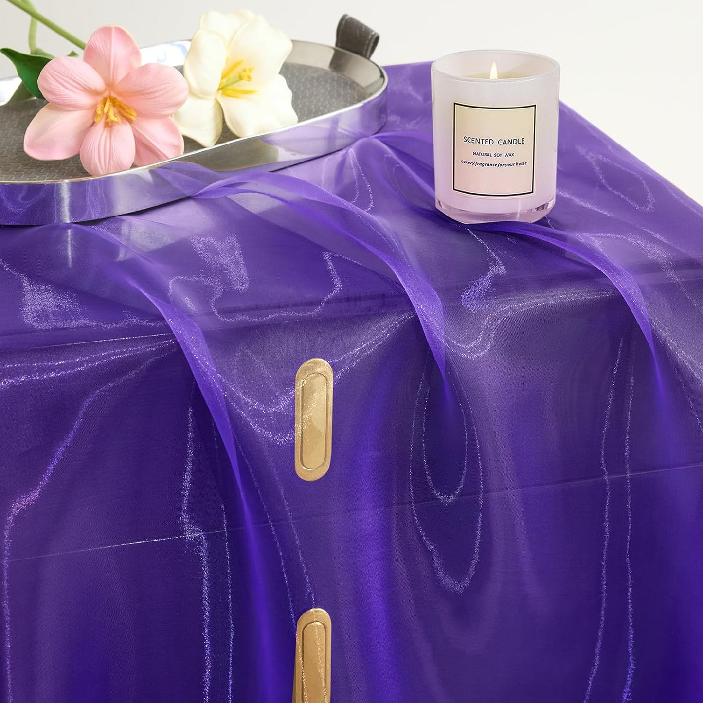 P Pothuiny Sheer Organza Fabric by The Yard, 10 Yards x 60 Inch Wide Bridal Purple Organza Tulle Fabric Roll Shiny Gauze Fashion Dress Sewing Craft for Wedding Party Decorations Backdrop