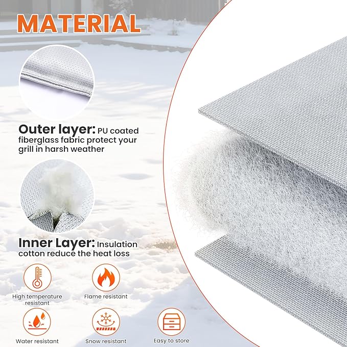 Hisencn Grill Insulation Blanket for Pit Boss Charleston 1020 Combo Grill PB1020NX Smoker Blanket Insulated Thermal Replacement Parts for Pit Boss 1020 Magnetic Smoker Cover for Winter Cooking