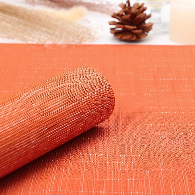 Myir JUN Table Runner, Vinyl Table Runner Indoor Arbitrarily Cropped Runner for Table Heatproof for Home Party (Orange, 15 x 94 inch)