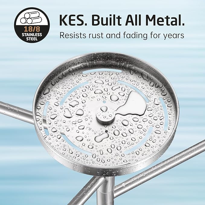 KES Hot Tub Towel Rack Outdoor with 1.5X Heavier Natural Marble Weighted Base, Pool Towel Rack with 360° Adjustable Arms & Storage Tray, 18/8 Stainless Steel, Brushed Steel, OTR203-2