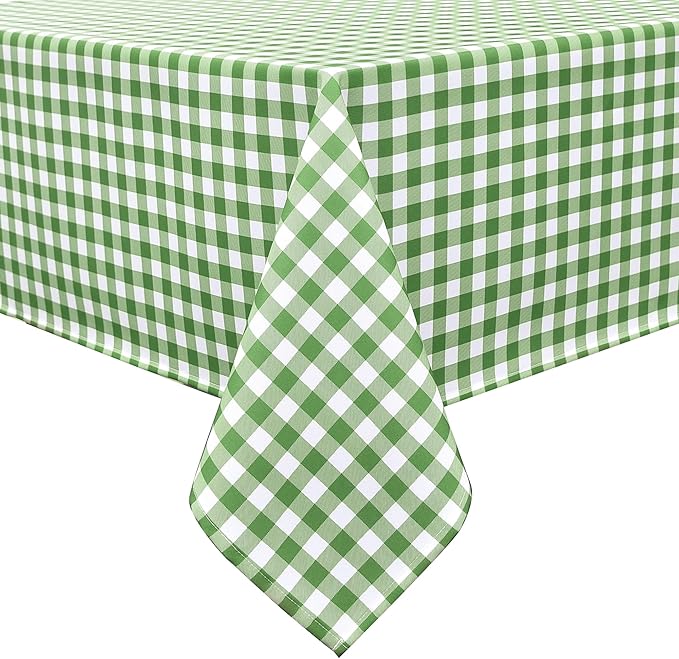 Waterproof Plaid Tablecloth Fabric - Square 58x58 Inch Classic Gingham Checker Table Cloth for Indoor/Outdoor Use - Buffalo Table Cover for Picnics, BBQs, and Parties