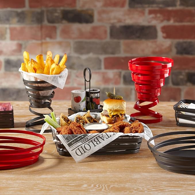 G.E.T. WB-942-MG 9" x 4" Rectangular Powder Coated Metal Gray Wire Serving Basket, Cyclone Collection