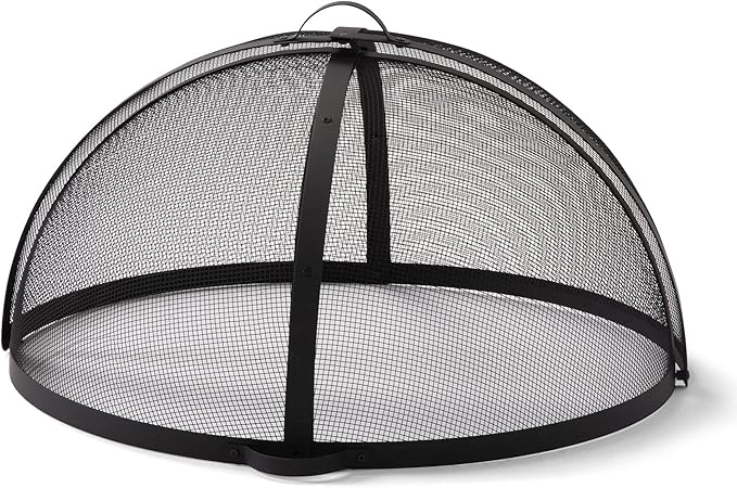 SUNCREAT Heavy-Duty Fire Pit Screen, Steel Mesh Round Spark Screen with Handle, 35 Inch