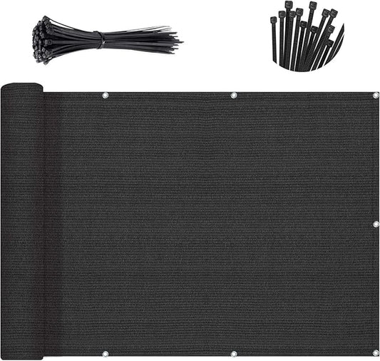 Sunny Guard Customized 2'6''x14' Black Balcony Privacy Screen,90% Shade Apartments Fence Cover,Heavy Duty Mesh Windscreen for Deck,Outdoor,Backyard,Patio