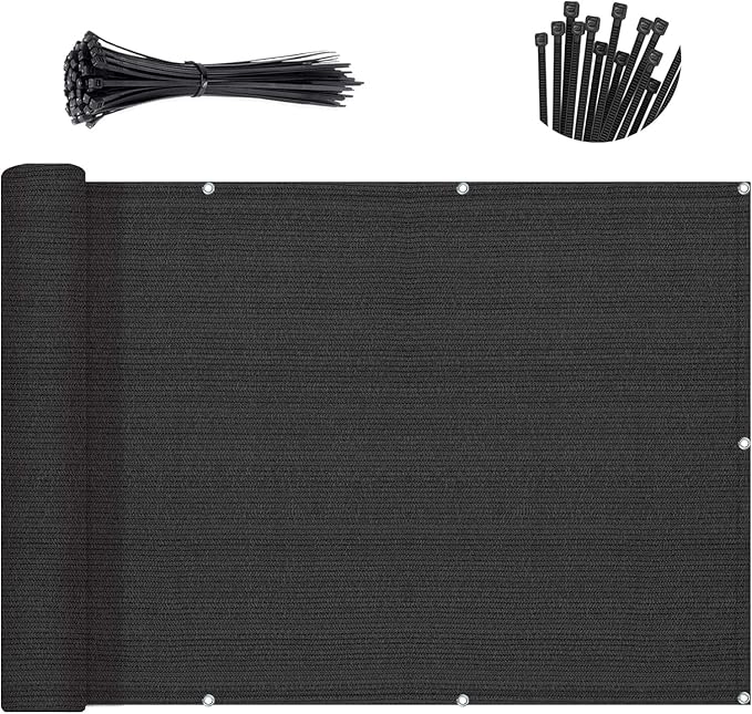 Sunny Guard Customized 2'6''x11' Black Balcony Privacy Screen,90% Shade Apartments Fence Cover,Heavy Duty Mesh Windscreen for Deck,Outdoor,Backyard,Patio