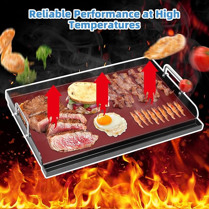 Universal Griddle Plate for Gas Grill – Premium Ceramic Coating Cooking Griddle for Gas Stove/Charcoal/Electric, 25x16 Inches, Flat Top Plate Insert for Outdoor Grill
