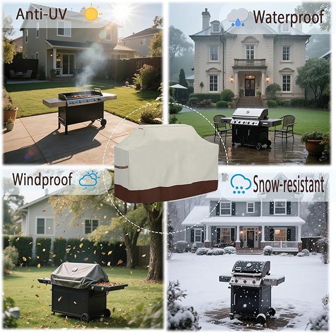 Grill Cover 58 inch, Waterproof BBQ Cover for Outdoor Gas Grill, Compatible with Weber Genesis II, LX 300 Series and Genesis 300 Series, Fade Resistant, Compared to 7130