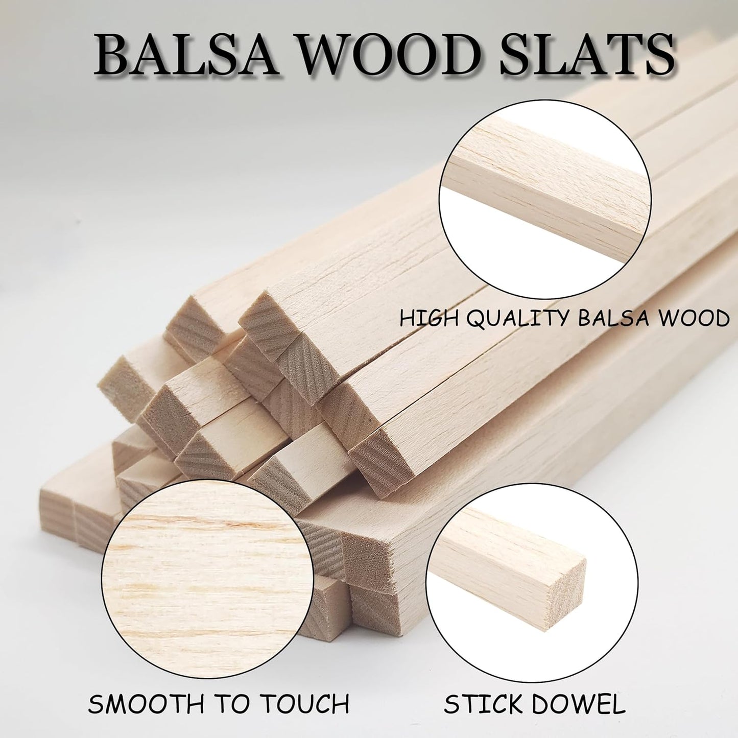 Balsa Wood Sticks, Square Wooden Dowels, Unfinished Hardwood Sticks for Crafts DIY Projects Models Making Supplies (12' X 1/2' X 1/2' 30Pcs)