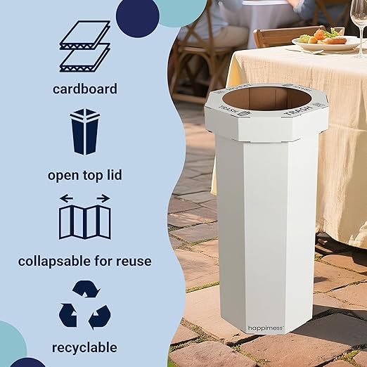 Eyely MPH1300F-SET2 Sal 25-Gallon Disposable Corrugated Cardboard Event Trash Can and Recycling Bin for BBQs, Beach, Parties & Events & Outdoor Activities, Limestone Beige (Set of 2)
