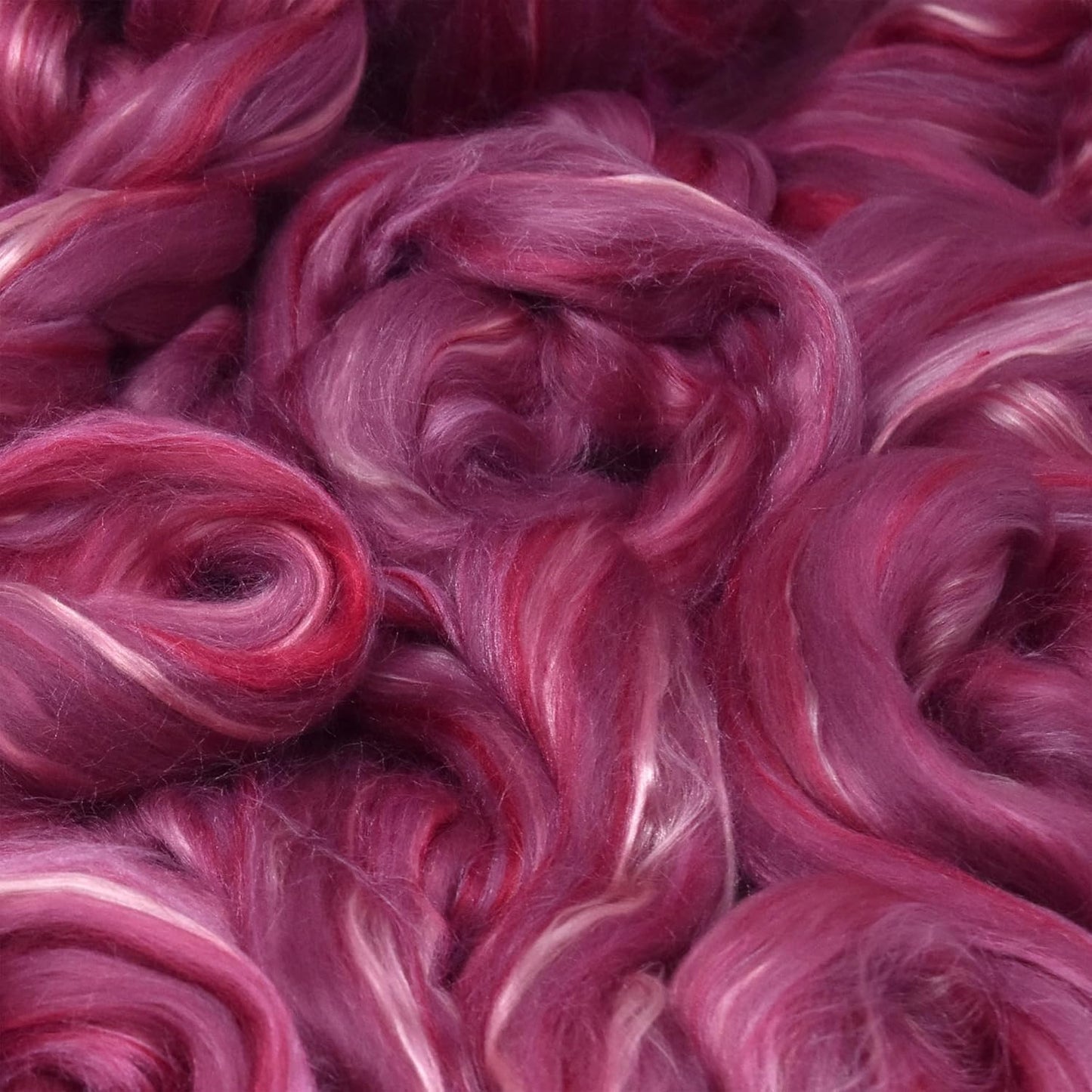 Merino Silk Luxe Tonal Designer Blend. Superfine Merino, Mulberry Silk, Tussah Silk. Top Roving for Spinning or Felting. Majestic Plum 1oz