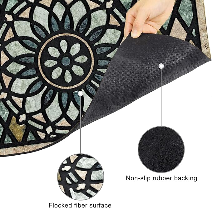 CHICHIC Welcome Door Mat 17x 30 Inch Front Doormat Outdoors for Home Entrance Outdoors Mat for Outside Entry Way Doormat Entry Rugs, Heavy Duty Non Slip Rubber Back Low Profile, Flower