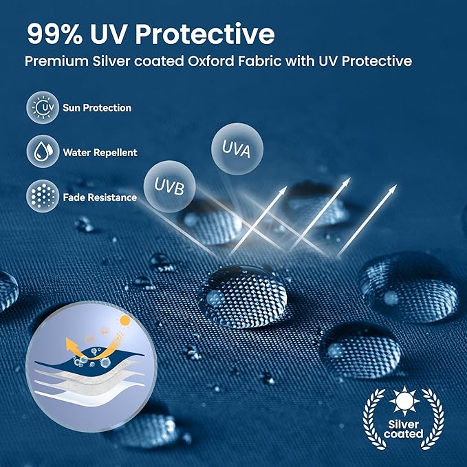 PHI VILLA 10x10ft 1-Person Setup Pop Up Canopy Tent Instant Portable Shelter w/ 1-Button Push, Case, 4 Weight Bags - Dark & Light Blue