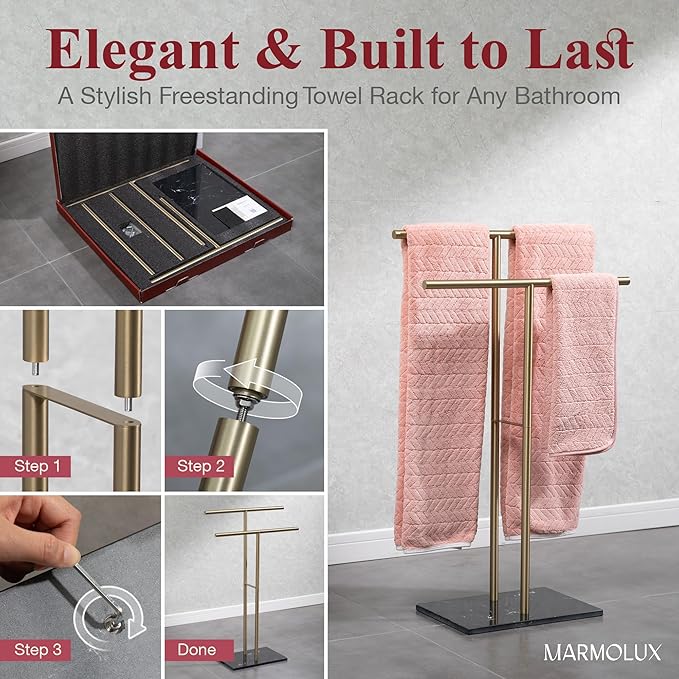 Towel Stand – Freestanding Towel Rack for Bedroom & Bathroom, Heavy-Duty Towel Drying Rack with Sturdy Base, Stylish Modern Free Standing for Spa & Home 1.6'x2.7'x0.7'