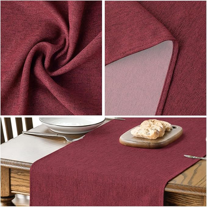Artoid Mode Dark Red Table Runner, Seasonal Christmas Valentine's Washable Kitchen Dining Table Decoration for Home Party Decor 13x48 Inch