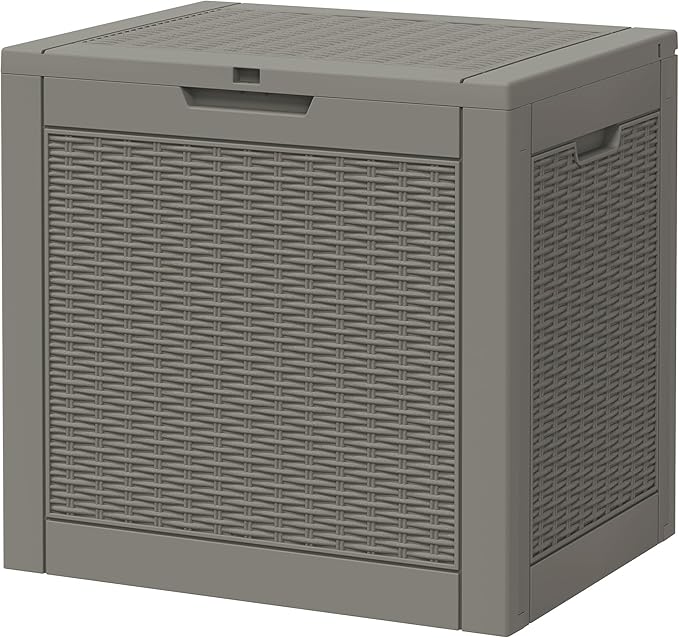 NUNU LAB 31 Gallon Outdoor Storage Box Waterproof, Outside Package Delivery Deck Boxes with Lockable Lid, Backyard Storage Bin For Garden Tools, Patio Cushions Accessories, Gray