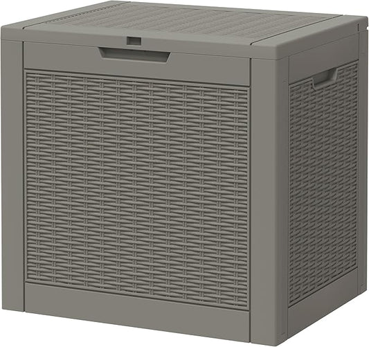 NUNU LAB 35 Gallon Outdoor Storage Box Waterproof, Outside Package Delivery Deck Boxes with Lockable Lid, Backyard Storage Bin For Garden Tools, Patio Cushions Accessories, Gray