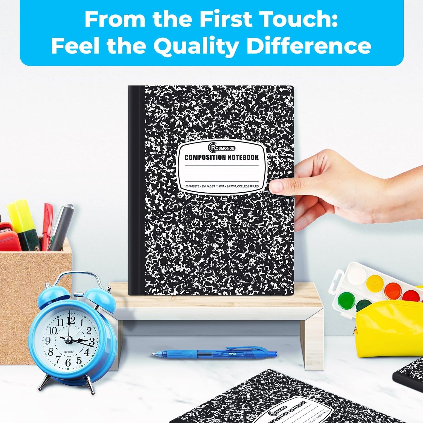 Rosmonde 1000 Pack (Pallet) Composition Notebooks Bulk, College Ruled, Pallet of Notebooks, 200 Pages (100 Sheets), 9-3/4 x 7-1/2, Bulk Notebooks for School, College & Office, 4-7 Days Transit