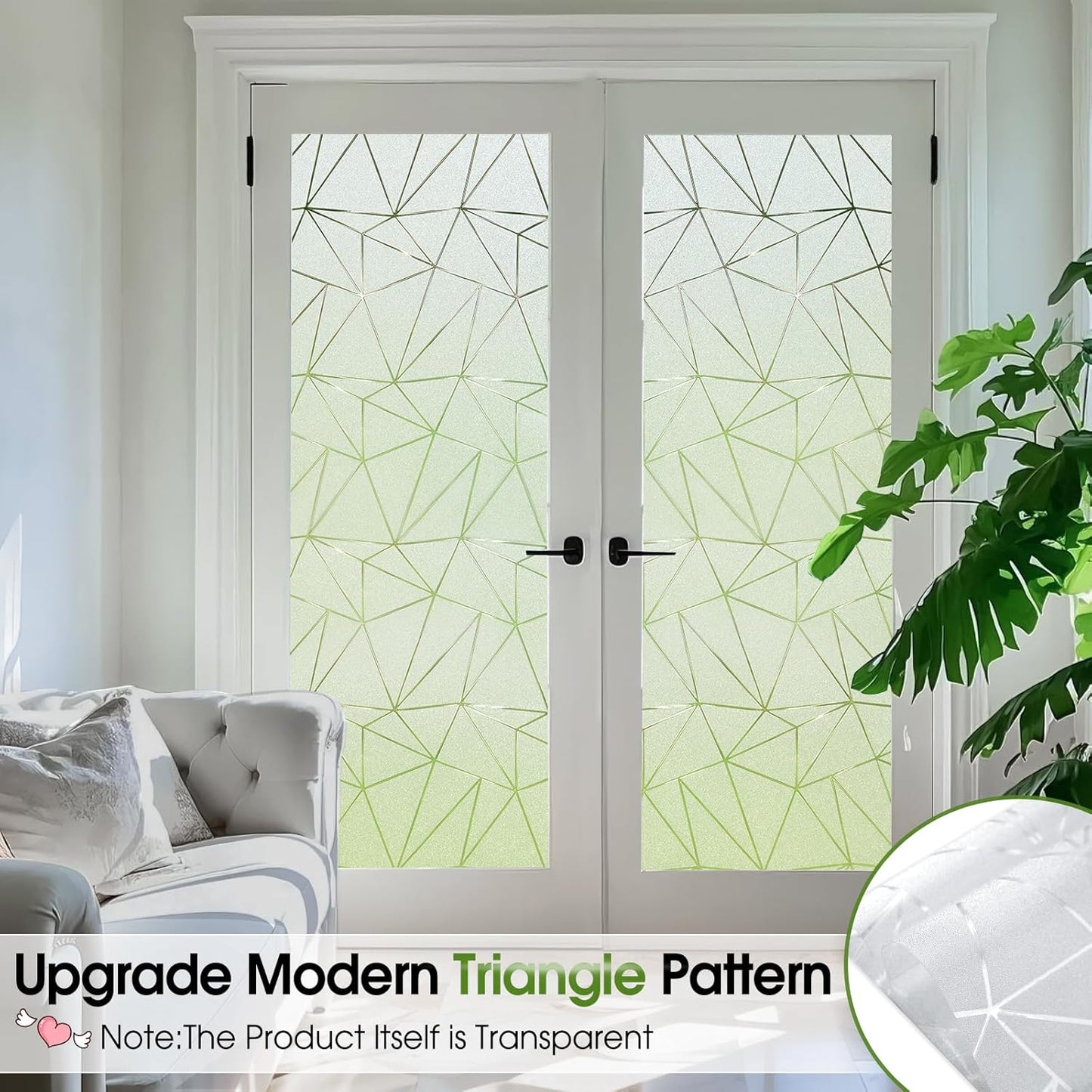 Coavas Window Privacy Film, Frosted Glass Static Cling, Decorative for Bathroom Door Covering, UV Blocking Window Cling, Non-Adhesive Vinyl Sticker, Day and Night Windows Tint for Home, 23.6x393.7 in