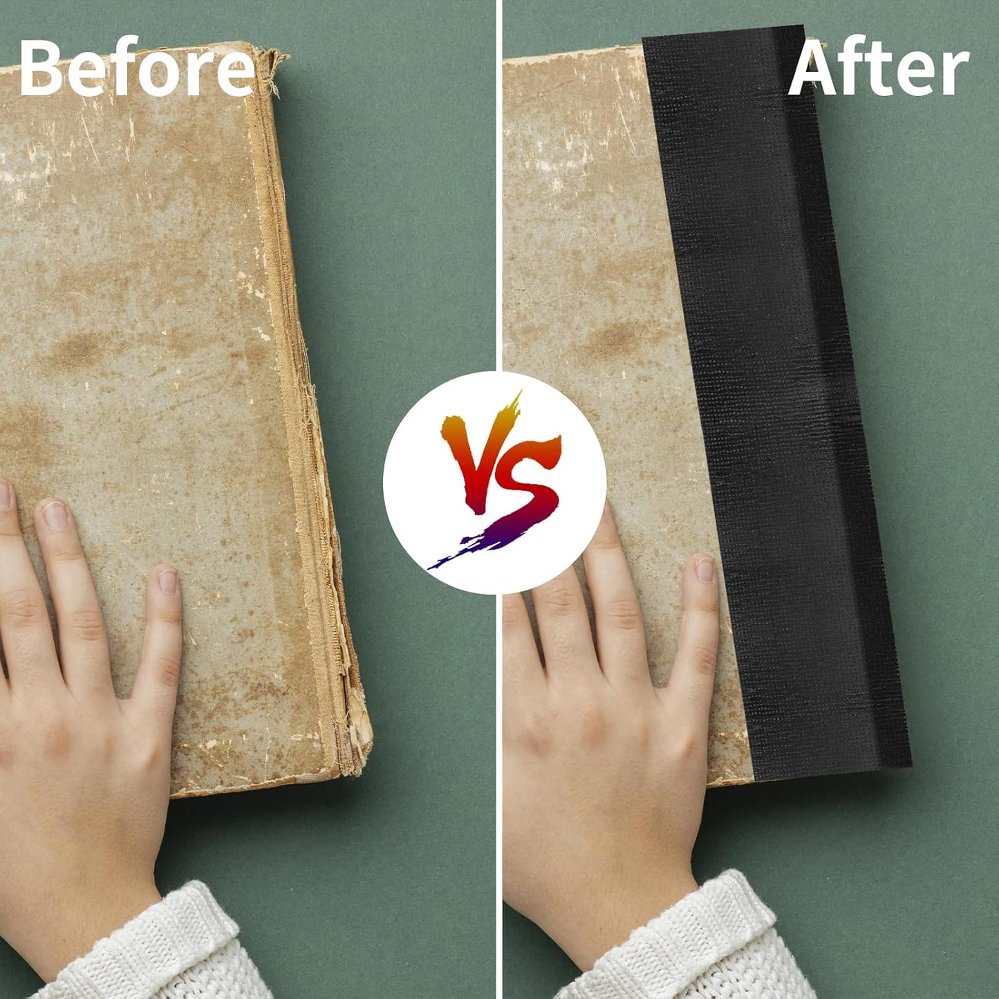 4 Inch Black Book Binding Tape 540 Inch Book Spine Tape Cloth Book Repairing Tape Library Supplies Book Adhesive Tape Thick Book Tape for Covering Hardback Broke Used Book Stitched Office Arts（200u）