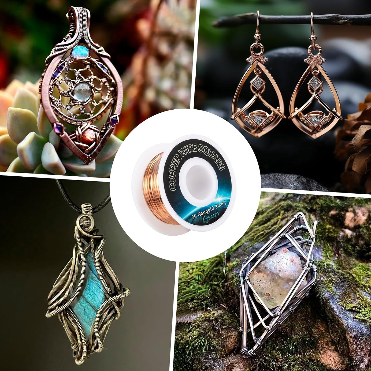 20 AWG Square Copper Wire - 0.8x0.8mm Thin Craft Wire, 30ft - Fine Jewelry, Wire Crochet, and Micro Electronics