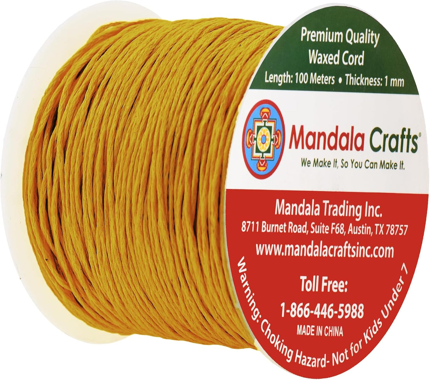 Mandala Crafts 1mm 109 Yards Dark Goldenrod Cotton Waxed Cord for Jewelry Making Bracelet Cord Waxed String - Beading String Thread Jewelry Cords for Necklaces String