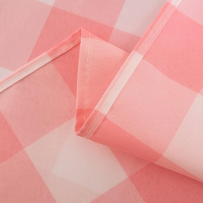 Cupuamon 2 Pack Waterproof Polyester Fabic Rectangle Checkered Tablecloth，60x102 Outdoor Table Cloth，Oil Stain Prevention Table Cloth for Pinics and Parties（Pink and White）