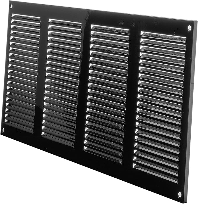 Repa Market 5-Pack Air Vent Cover 16x8 Inch (Outer Dimensions) Black Galvanized Steel Louvered Grill Cover with Mesh Screen/Wall or Ceiling Vent/HVAC Register for Indoor and Outdoor Ventilation