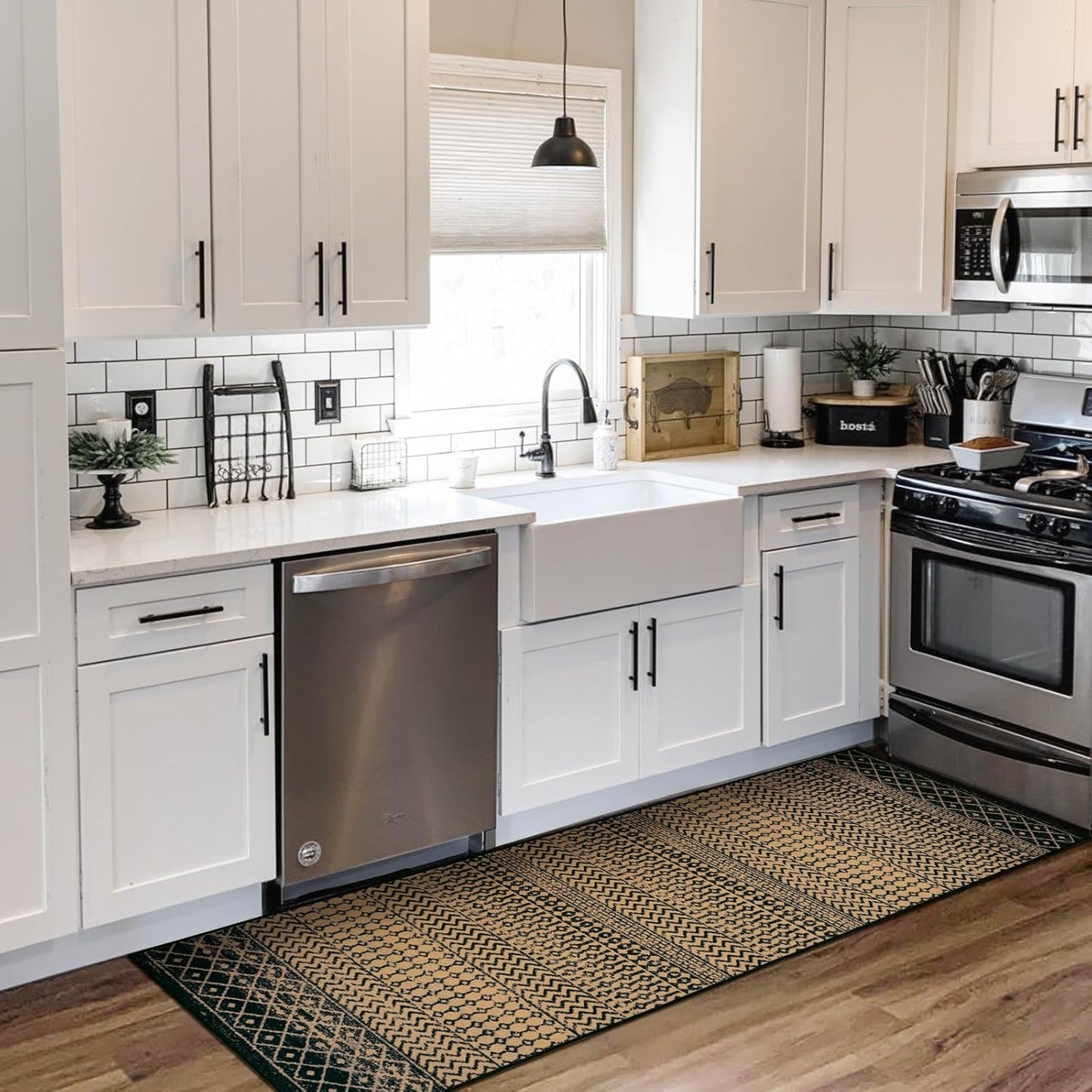 Moroccan Rug Runners for Hallways, 2x8 Ultra Soft Non-Slip Farmhouse Kitchen Rugs, Washable Natural Brown Rug Carpet Runner for Entryway Laundry Bedroom Doorway