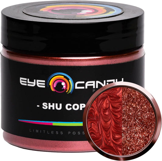 Eye Candy Pigments Premium Copper Mica Powder - Shu Copper (50gr) - for Epoxy, Resin, Soap, Paint, Woodworking, Acrylic Pouring, Bath Bombs, Fishing Lures - DIY Arts and Crafts Additive