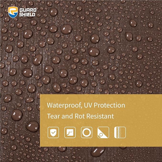 GUARD SHIELD Tarps Heavy Duty Waterproof 16x20 Feet Brown/Silver Poly Tarp Cover Outdoor Thick UV Resistant Tarpaulin with Grommets 10mil (2-Pack)