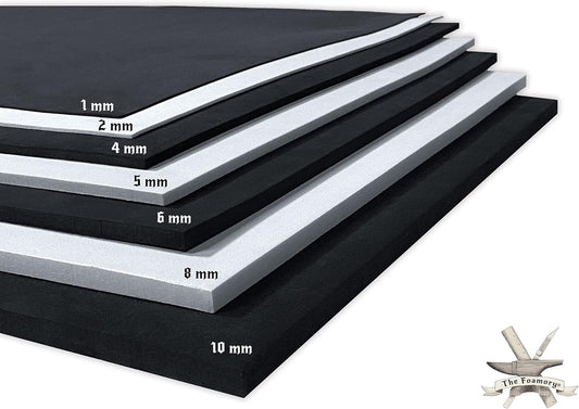 Shape Retention EVA Cosplay Foam 10mm (1mm-10mm) 14x39 inch Black or White High Density EVA Foam Sheets. Premium 85 kg/m3 Heat Shape Material for DIY Convention or Halloween Costumes by The Foamory