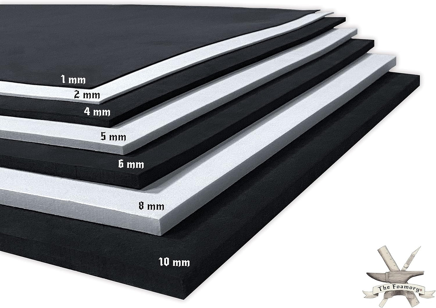 Shape Retention EVA Cosplay Foam 1mm (1mm-10mm) 14x39 inch White or Black High Density EVA Foam Sheets. Premium 85 kg/m3 Heat Shape Material for DIY Convention or Halloween Costumes by The Foamory